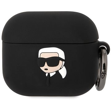 Karl Lagerfeld 3D Logo NFT Karl Head Silikonové Pouzdro pro Airpods 3 Black