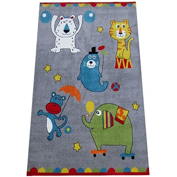 Dětský kusový koberec Cirkus na šedé 120 × 170