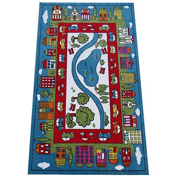 Dětský kusový koberec Město modré 120 × 170