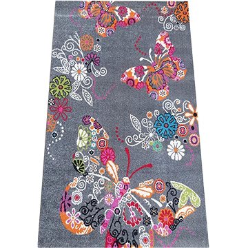 Dětský kusový koberec Motýl šedý 160 × 220 cm