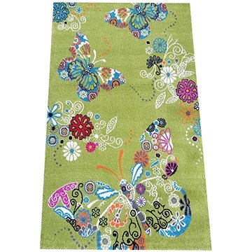 Dětský kusový koberec Motýl zelený 120 × 170 cm