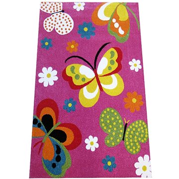 Dětský kusový koberec Motýli na růžovém podkladu 400 × 500