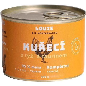 LOUIE Kompl. krmivo pre mačky - kuracie (95 %) s ryžou (5 %) a taurínom 200 g