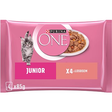 Purina ONE Junior minifiletky s lososom a mrkvou v šťave 4× 85 g