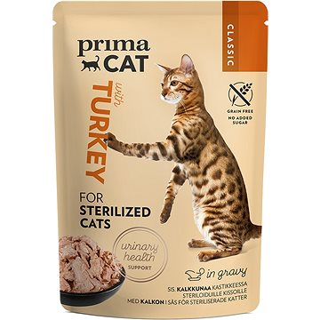 PrimaCat Kapsička pre sterilizované mačky filety s morčacím mäsom v šťave 85 g