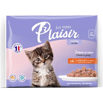 Plaisir cat MULTIPACK Kitten s kuracím 4 × 100 g