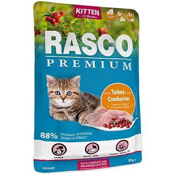Rasco Kapsička Premium Kitten morčacie s brusnicou 85 g