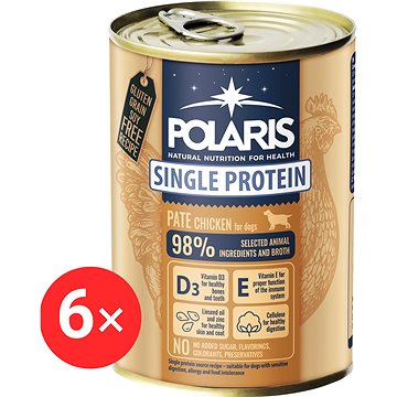 Polaris Single Protein Paté konzerva pre psov kuracia 6× 400 g