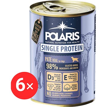 Polaris Single Protein Paté konzerva pre psov teľacia 6× 400 g