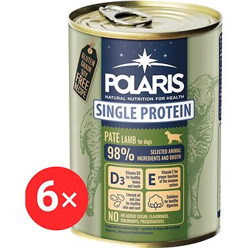 Polaris Single Protein Paté konzerva pre psov jahňacia 6× 400 g