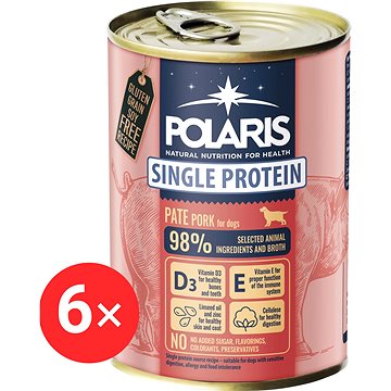 Polaris Single Protein Paté konzerva pre psov bravčová 6× 400 g