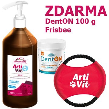 Vitar Veterinae Artivit sirup 1000 ml + 100g DentOn + frisbee hračka pre psy