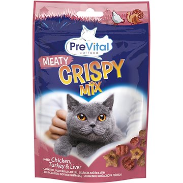 PreVital Crispy Mix Maškrty s kuracím, morčacím a pečienkami 60 g