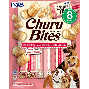 Inaba Churu Dog Bites kuracie wraps s lososom 8× 12 g