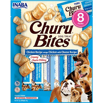 Inaba Churu Dog Bites kuracie wraps so syrom 8× 12 g