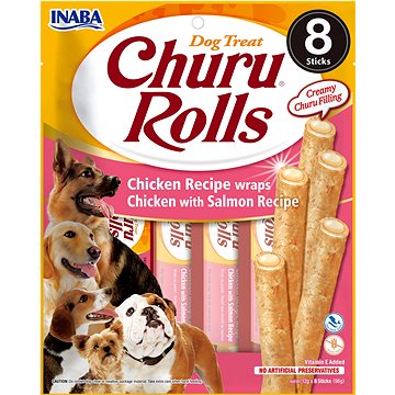 Inaba Churu Dog Rolls kuracie s lososom wraps 8× 12 g
