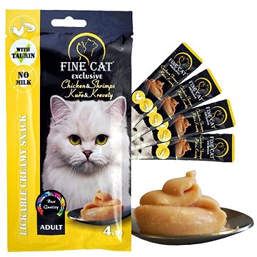 Fine Cat Exclusive krémová desiata pre mačky kura & krevety 4× 15 g