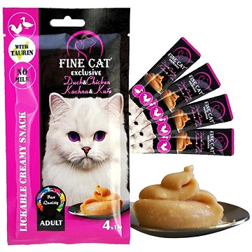 Fine Cat Exclusive krémová desiata pre mačky kačka & kura 4× 15 g