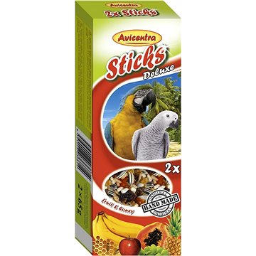 Avicentra, tyčinky veľký papagáj - ovocie+med, 2 ks