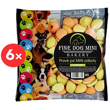 Fine Dog mini bakery piškoty pre malé plemená psov 6 × 80 g farebné