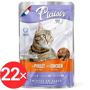 Plaisir Cat kapsička, kuracie + pečienka, 22× 100 g