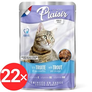 Plaisir Cat kapsička pstruh + krevety 22× 100 g
