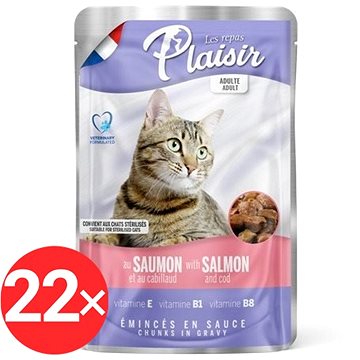 Plaisir Cat kapsička losos + treska 22× 100 g