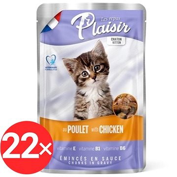 Plaisir Cat kapsička kitten kuracie v omáčke 22× 100 g