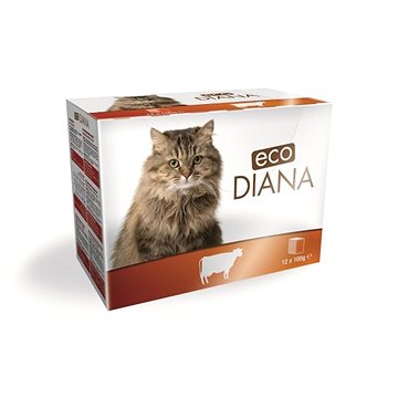 Eco Diana cat kapsičky hovädzie kúsky v omáčke 12× 100 g