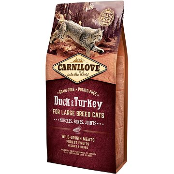 Carnilove duck & turkey for large breed cats – muscles, bones, joints 6 kg