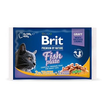 Brit Premium Cat Pouches Fish Plate 400 g (4× 100 g)
