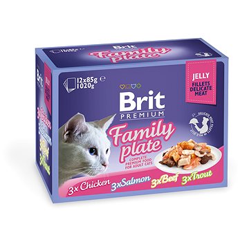 Brit Premium Cat Delicate Fillets in Jelly Family Plate 1020 g (12× 85 g)