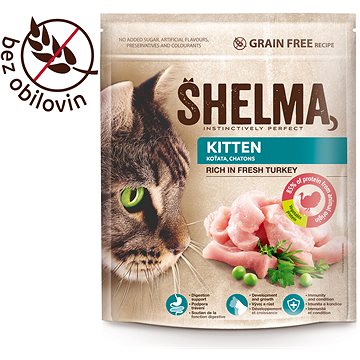 Shelma Junior bezobilné granule s čerstvým morčacím pre mačiatka 750 g