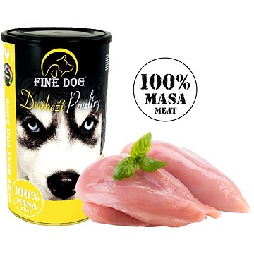 FINE DOG Konzerva HYDINOVÁ, 100 % mäsa, 1200 g