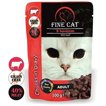 FINE CAT kapsička GRAIN-FREE Adult HOVÄDZIE v omáčke 22× 100 g