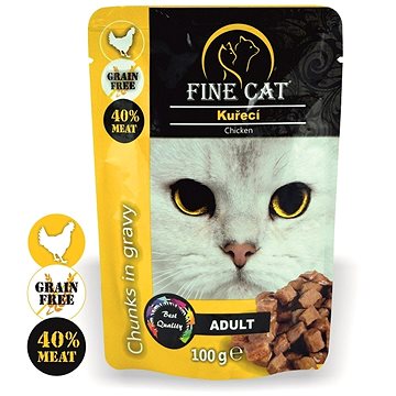 FINE CAT kapsička GRAIN-FREE Adult KURACIE v omáčke 22× 100 g