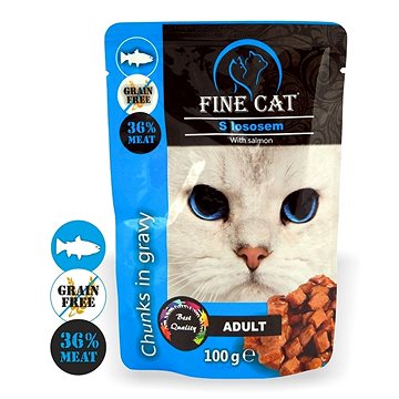 FINE CAT kapsička GRAIN-FREE Adult LOSOS v omáčke 22× 100 g