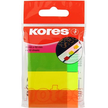 E-shop KORES Papier-Lesezeichen 20 mm x 50 mm - 4 x 50 Blatt - neonfarbener Mix