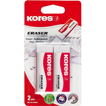 E-shop KORES KE20 Radiergummi 60 mm x 21 mm x 10 mm - weiß - 2er-Pack