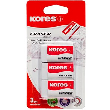 E-shop KORES KE30 Radiergummi - 40 mm x 21 mm x 10 mm - weiß - 3er-Pack