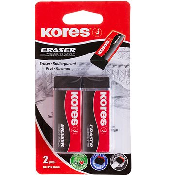 E-shop KORES KE20 Radiergummi - 60 mm x 21 mm x 10 mm - schwarz - 2er-Pack
