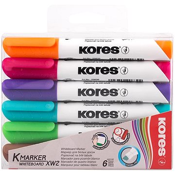 E-shop KORES K-MARKER für Whiteboards - abgeschrägte Spitze 3 - 5 mm - Set mit 6 Farben