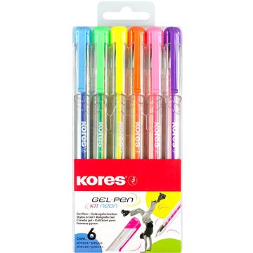 E-shop KORES K11 Gel Pen Neon, Spitze 0,8 mm, Set mit 6 Farben