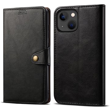 E-shop Lenuo Leather Flip-Hülle für iPhone 13, schwarz