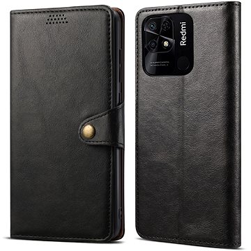 Lenuo Leather flipové pouzdro pro Xiaomi Redmi 10C, černá