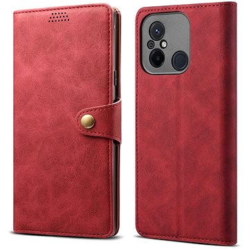 E-shop Lenuo Leather Klapphülle für Xiaomi Redmi 12C, rot