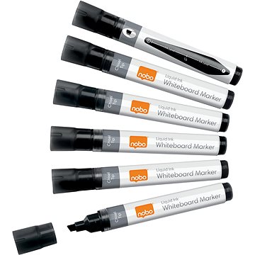 E-shop NOBO Liquid Ink Whiteboard Pens Chisel Tip, schwarz - 10er-Pack