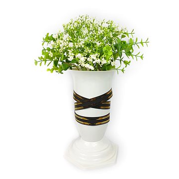 Váza s pugetem eukalyptu bílý 35 x 23 cm