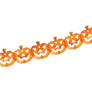 Řetěz s dýněmi papírový oranžový 360 cm