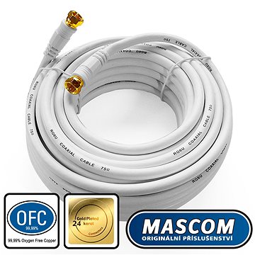 Mascom satelitní kabel 7676-100W, konektory F 10m